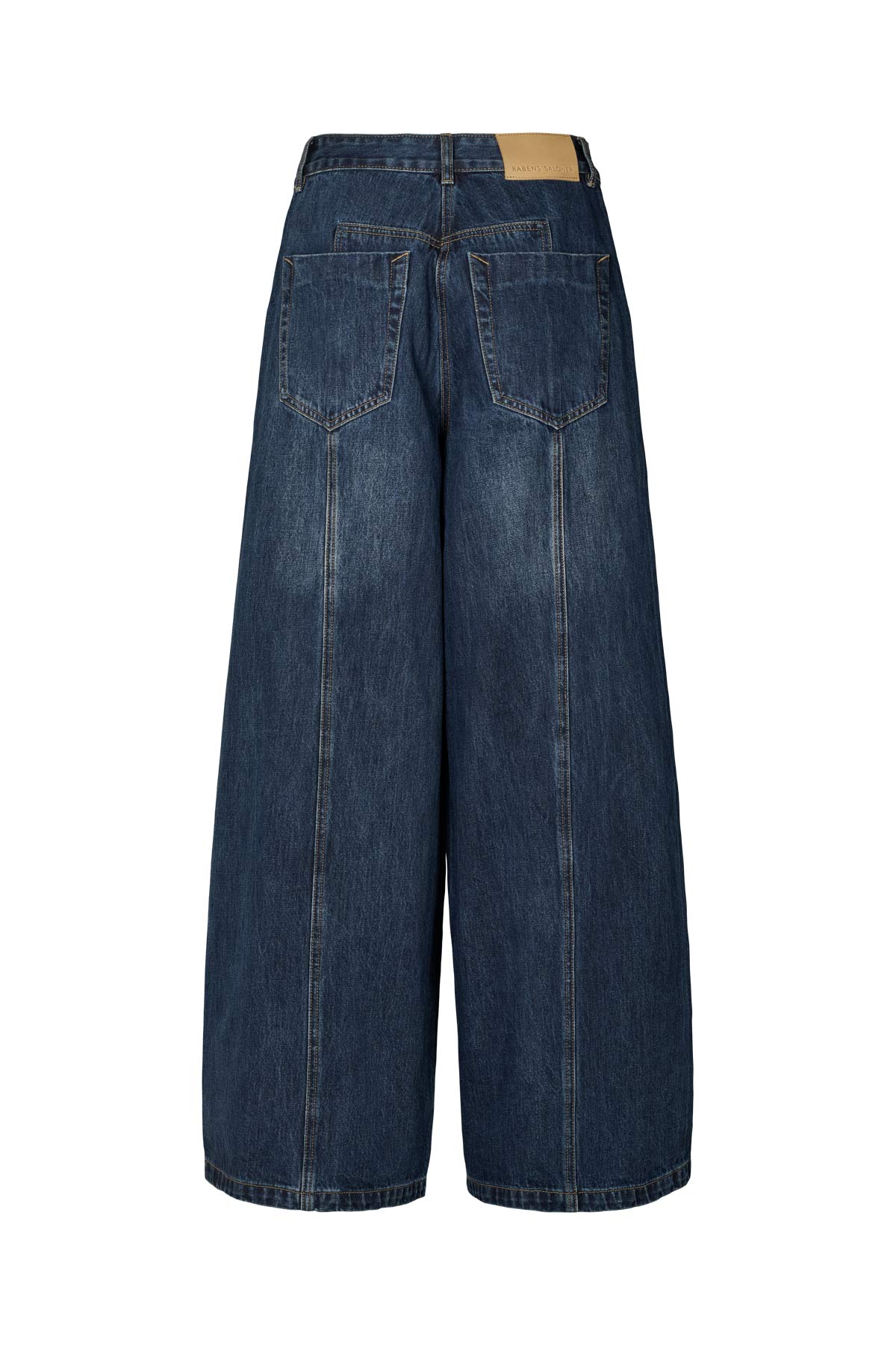 Lane - Patchwork denim wide leg pants I Dark washed indigo 4 - Rabens Saloner