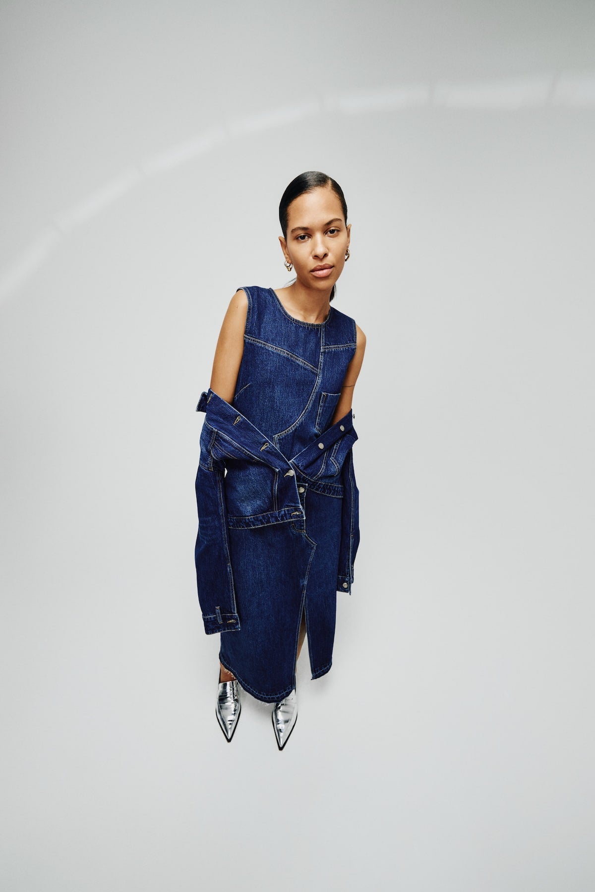 Janny - Patchwork denim jacket I Dark washed indigo 4 - Rabens Saloner