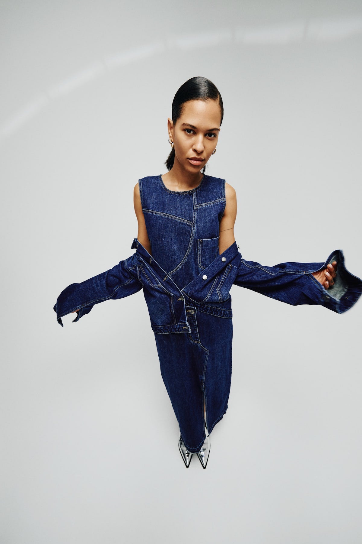 Janny - Patchwork denim jacket I Dark washed indigo 8 - Rabens Saloner