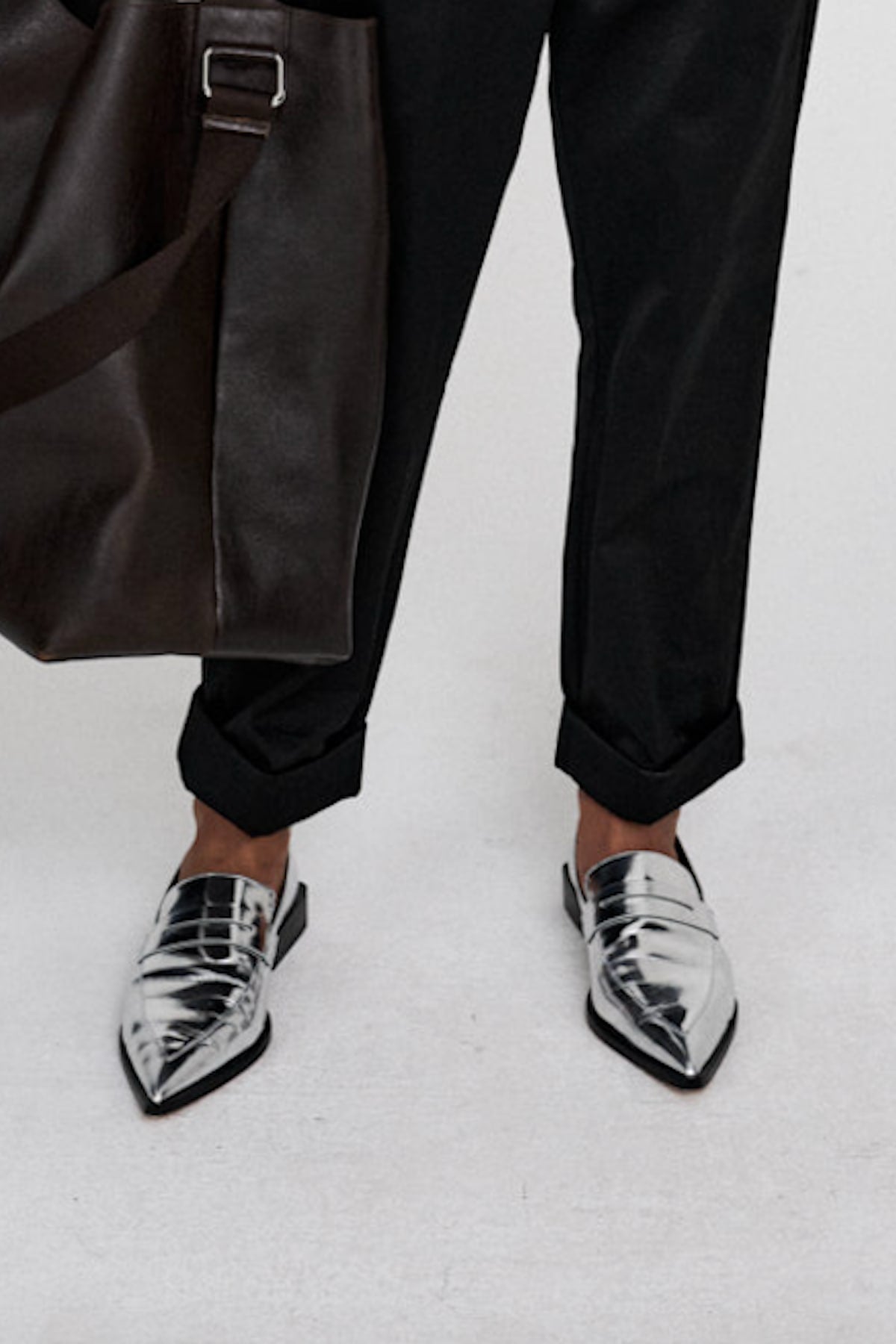 Nolia - Pointy loafer shoe I Metallic silver 3 - Rabens Saloner