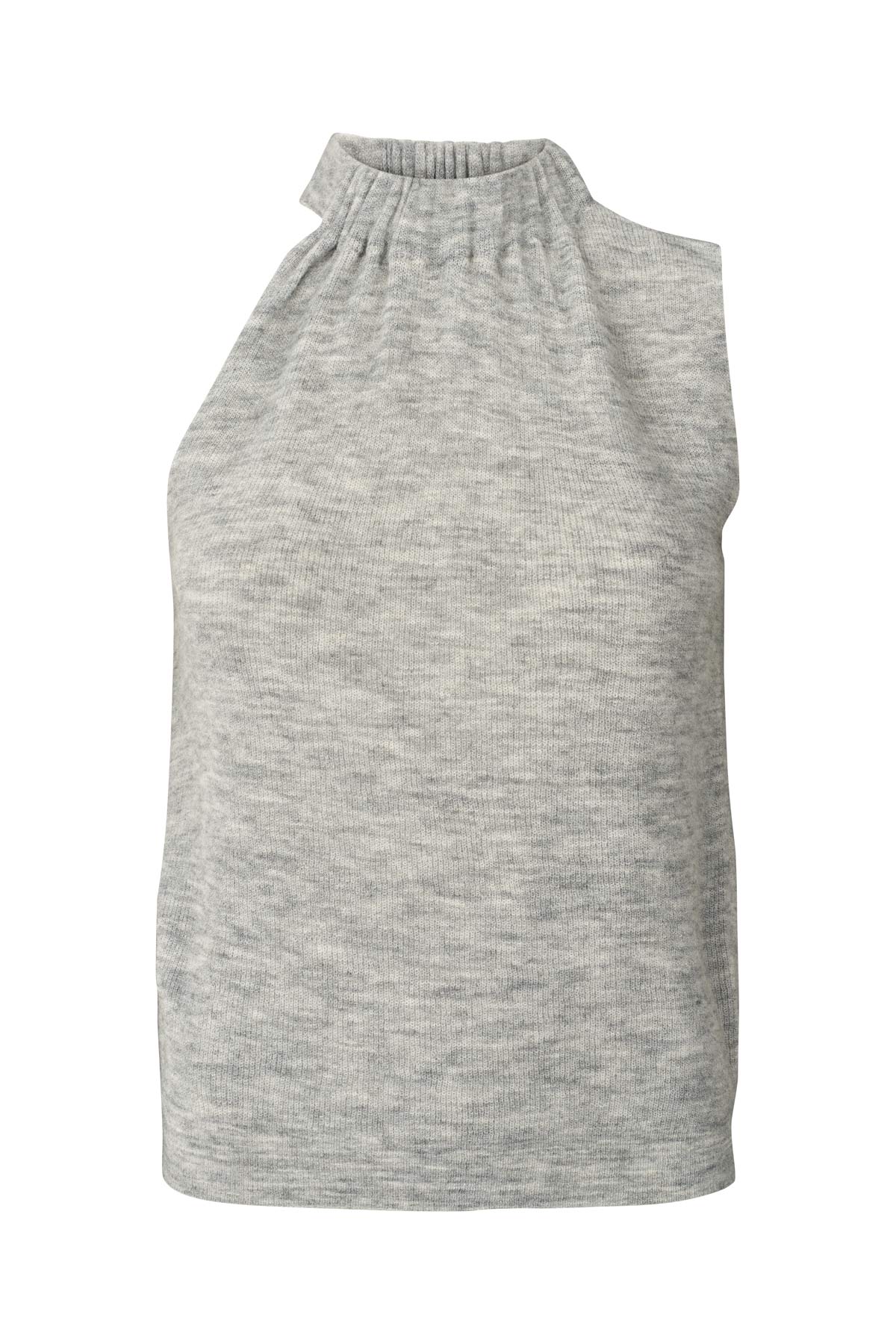 Celina - Waffled knit one shoulder top I Grey melange Grey melange XS 5 - Rabens Saloner