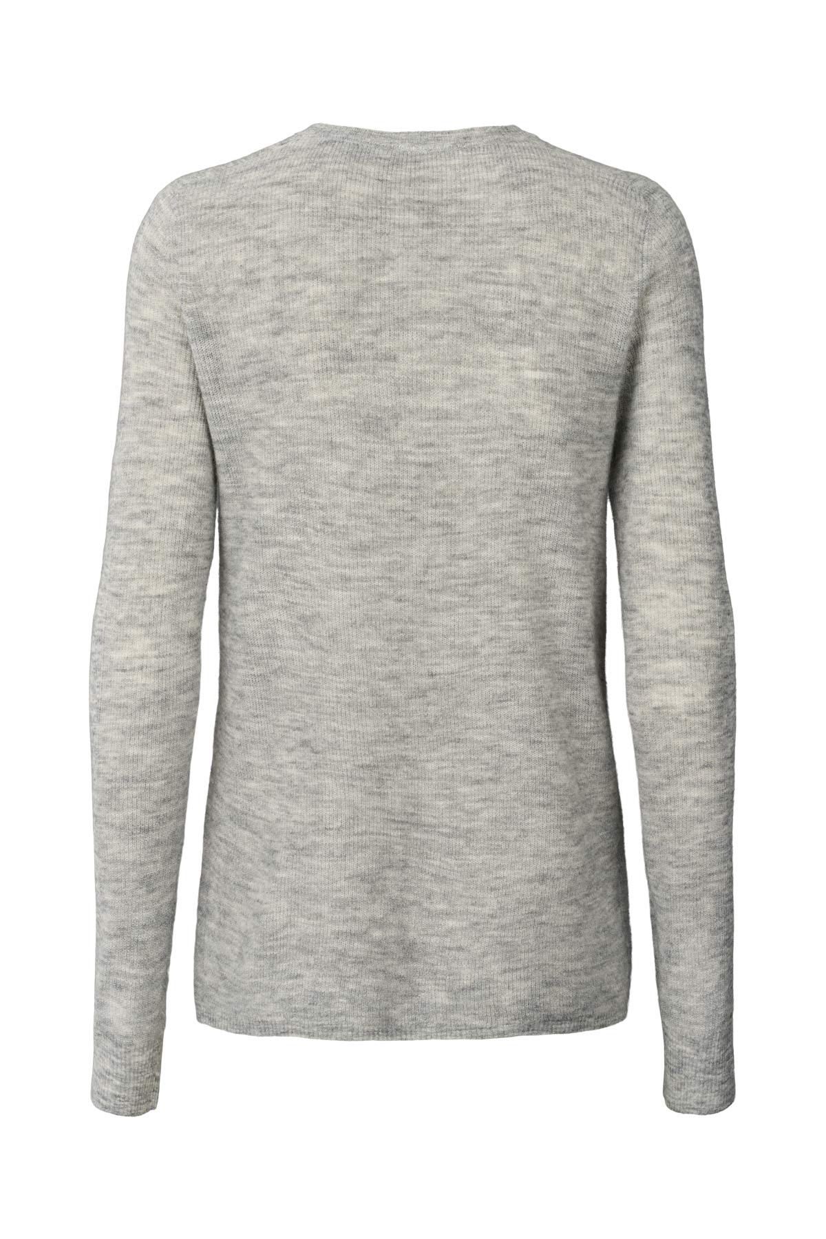 Shauna - Waffled knit long sleeve top I Grey melange 2 - Rabens Saloner