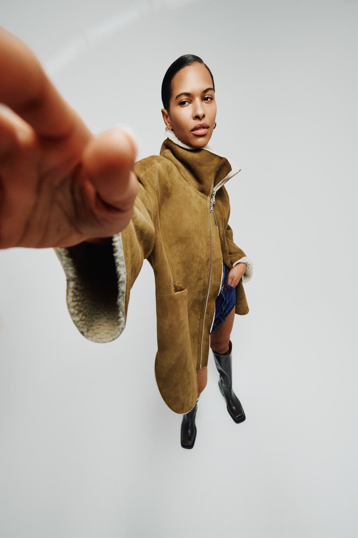 Ejsa - Shearling coat I Dark brown natural combo 6 - Rabens Saloner
