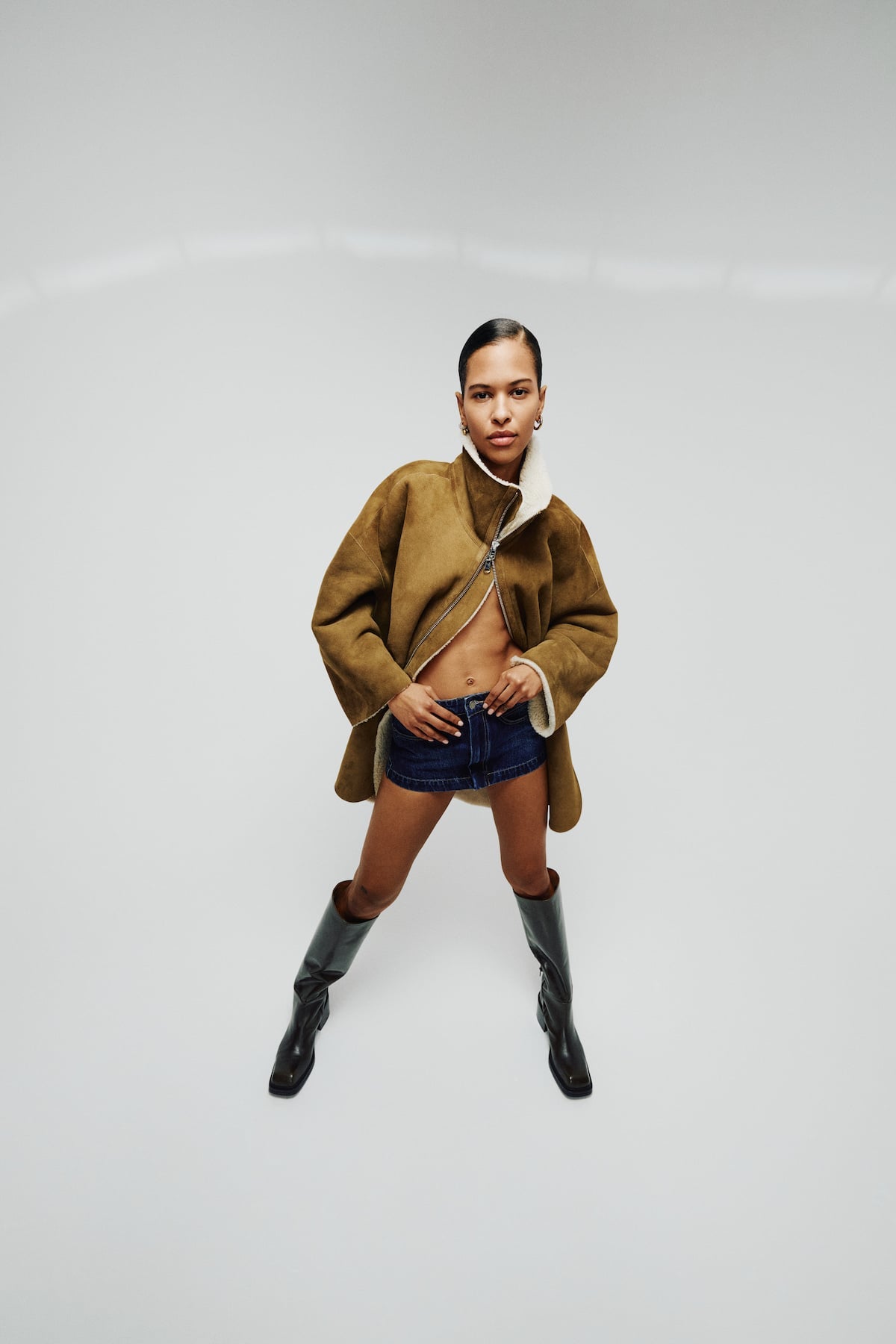 Ejsa - Shearling coat I Dark brown natural combo 8 - Rabens Saloner