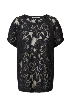 Enia - Orchid lace oversize t-shirt I Black Black XS/S 1 - Rabens Saloner