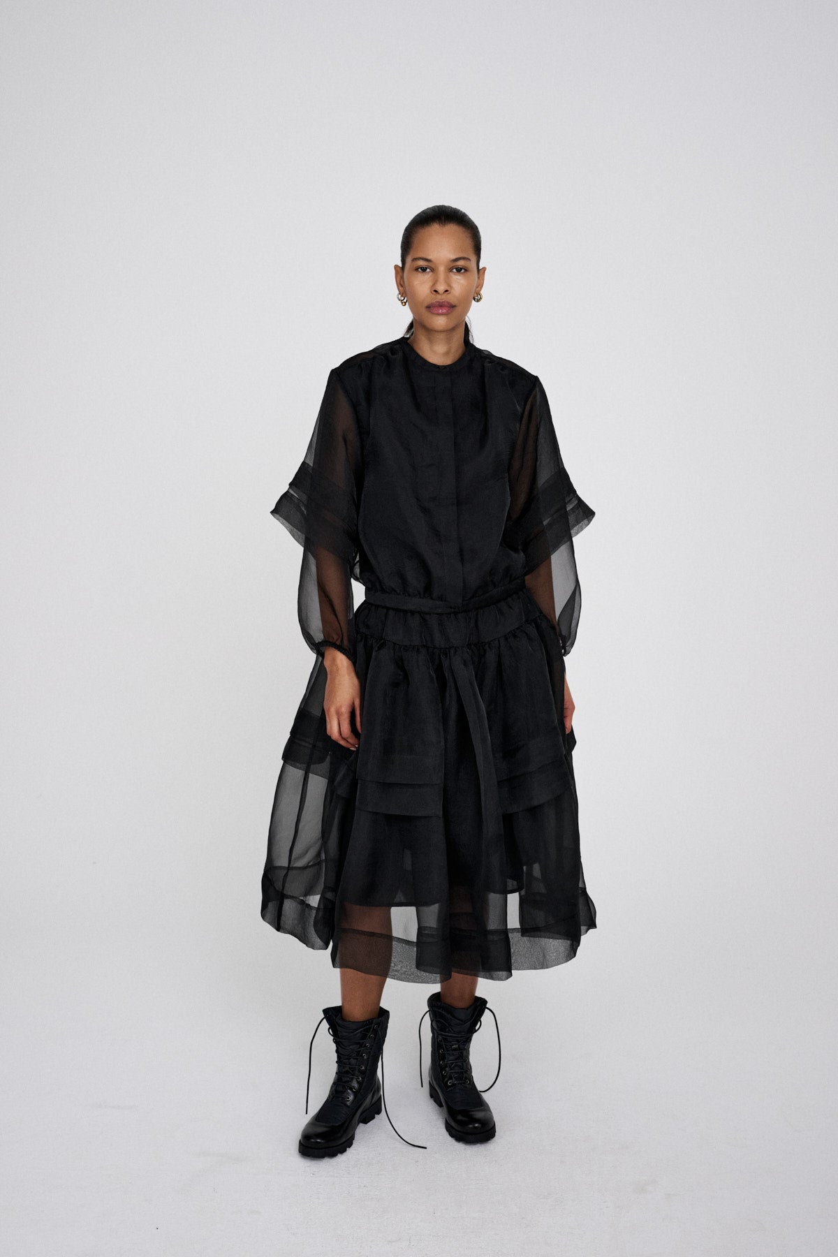 Everlyn - Organza layer shirt jacket I Black 1 - Rabens Saloner