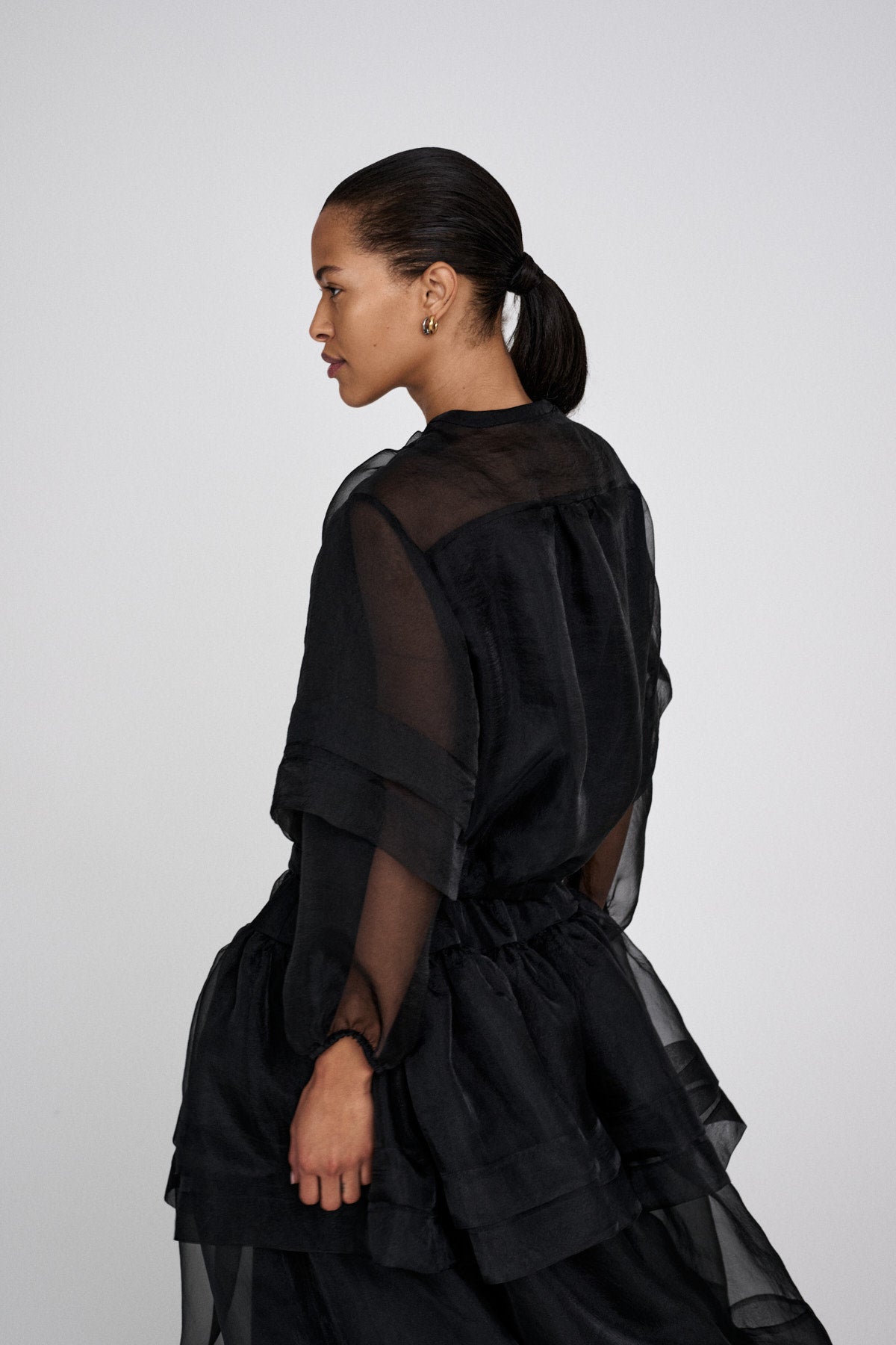 Everlyn - Organza layer shirt jacket I Black 3 - Rabens Saloner