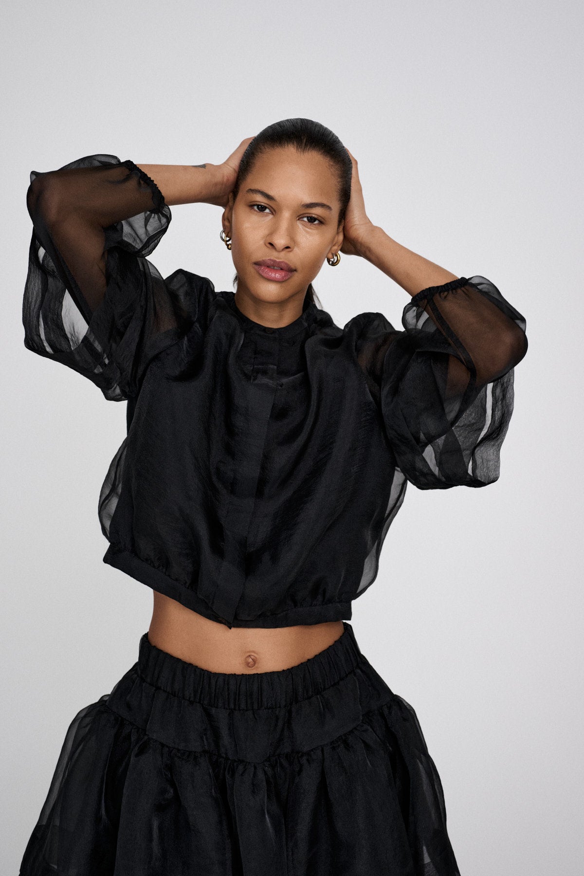 Everlyn - Organza layer shirt jacket I Black 5 - Rabens Saloner