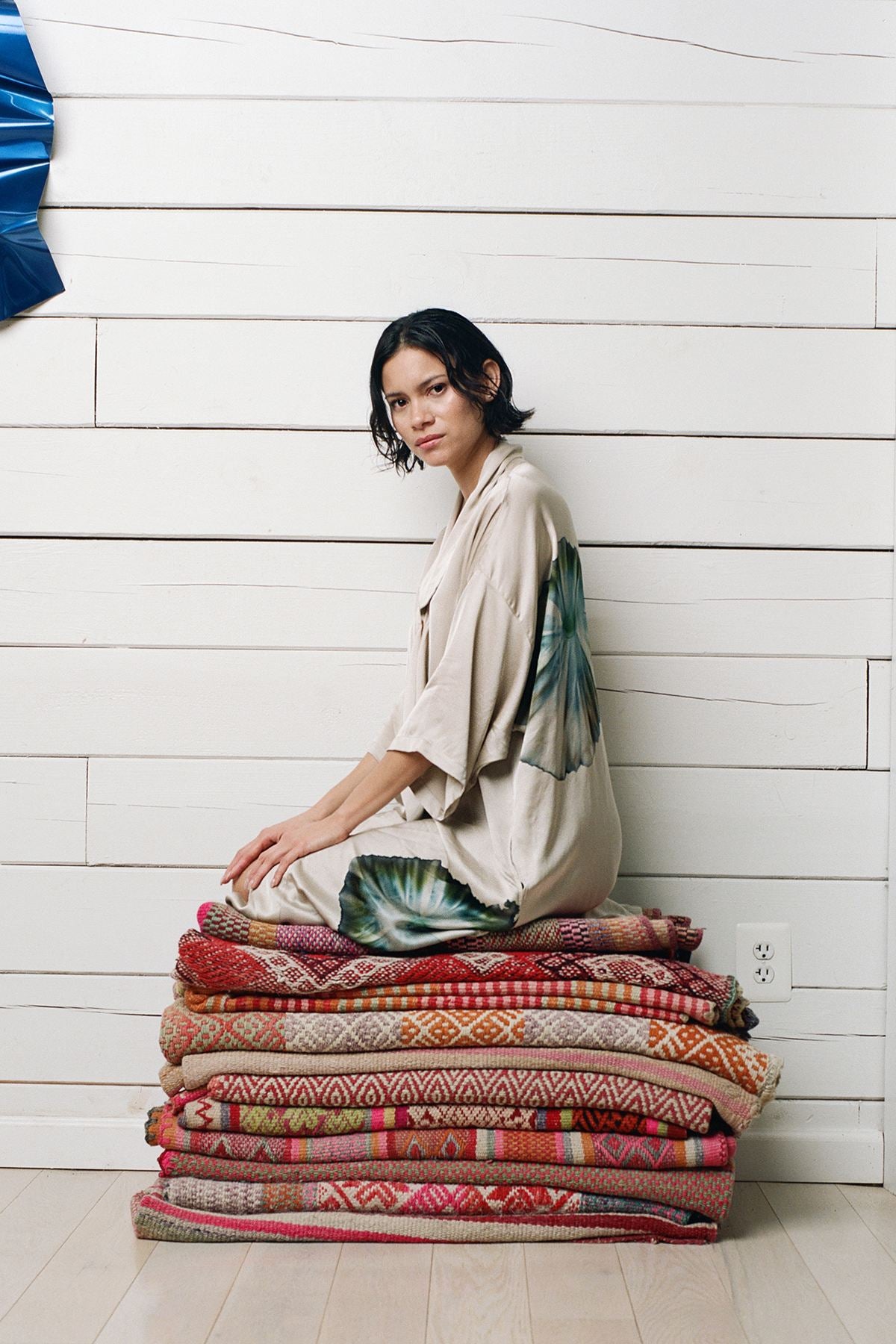 Aysha - Bloom kimono jacket I Powder combo 7 - Rabens Saloner