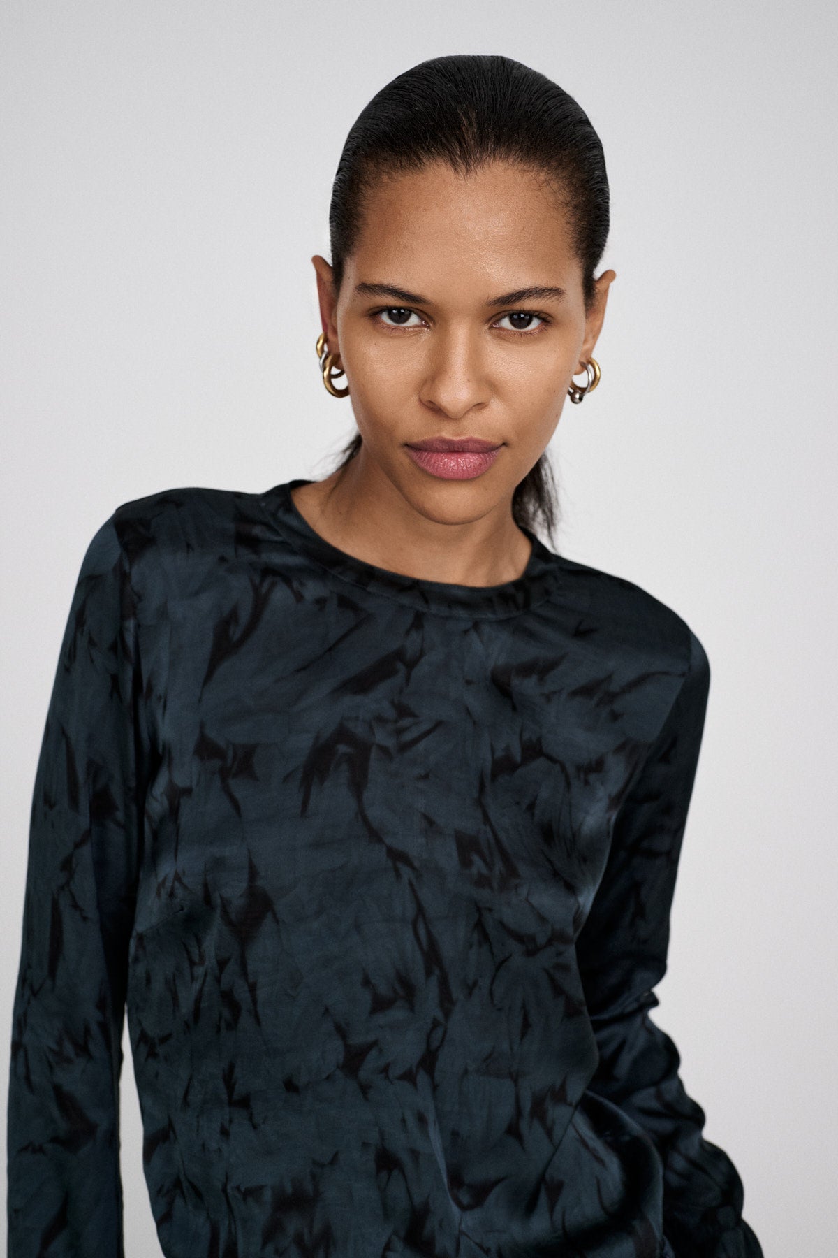Agnia - Crystal tube blouse I Midnight black combo 3 - Rabens Saloner