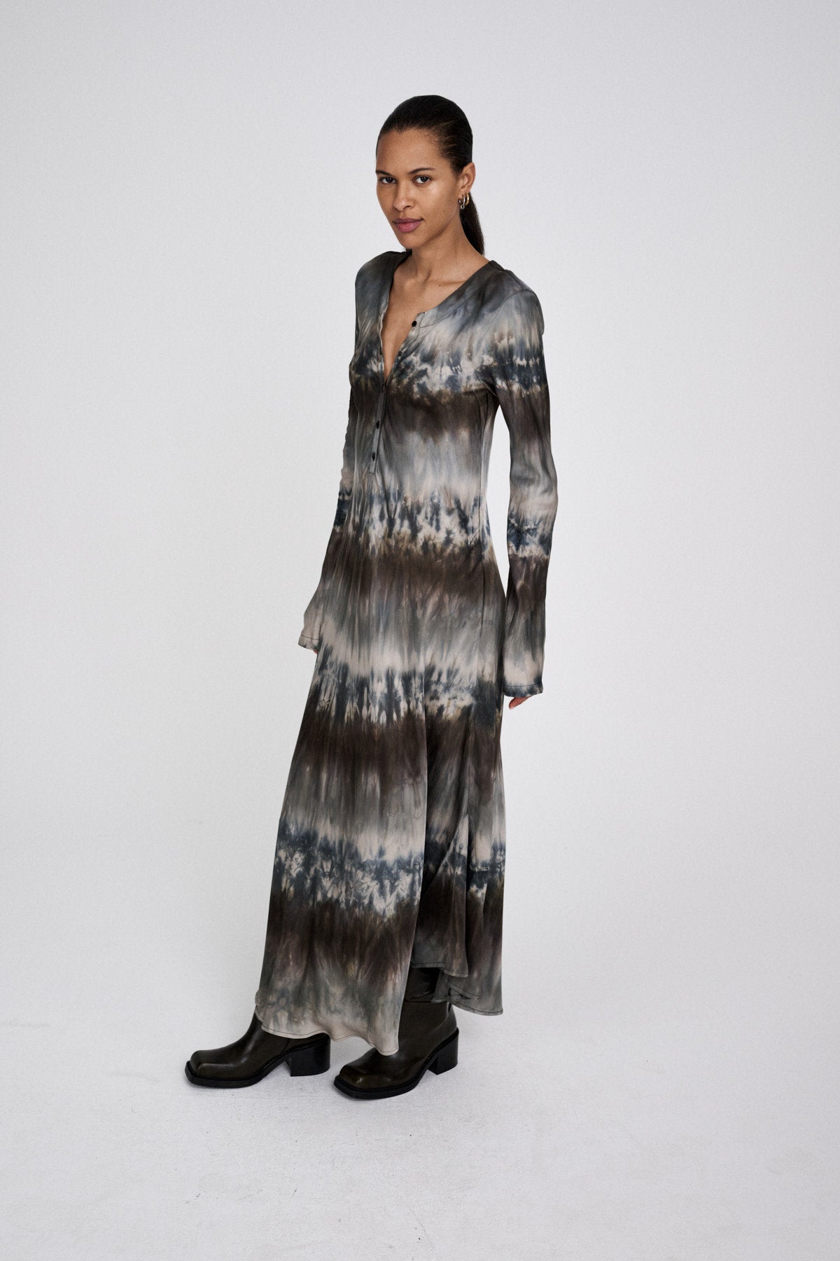 Karin - Arizona long sleeve bias dress I Cement combo 1 - Rabens Saloner