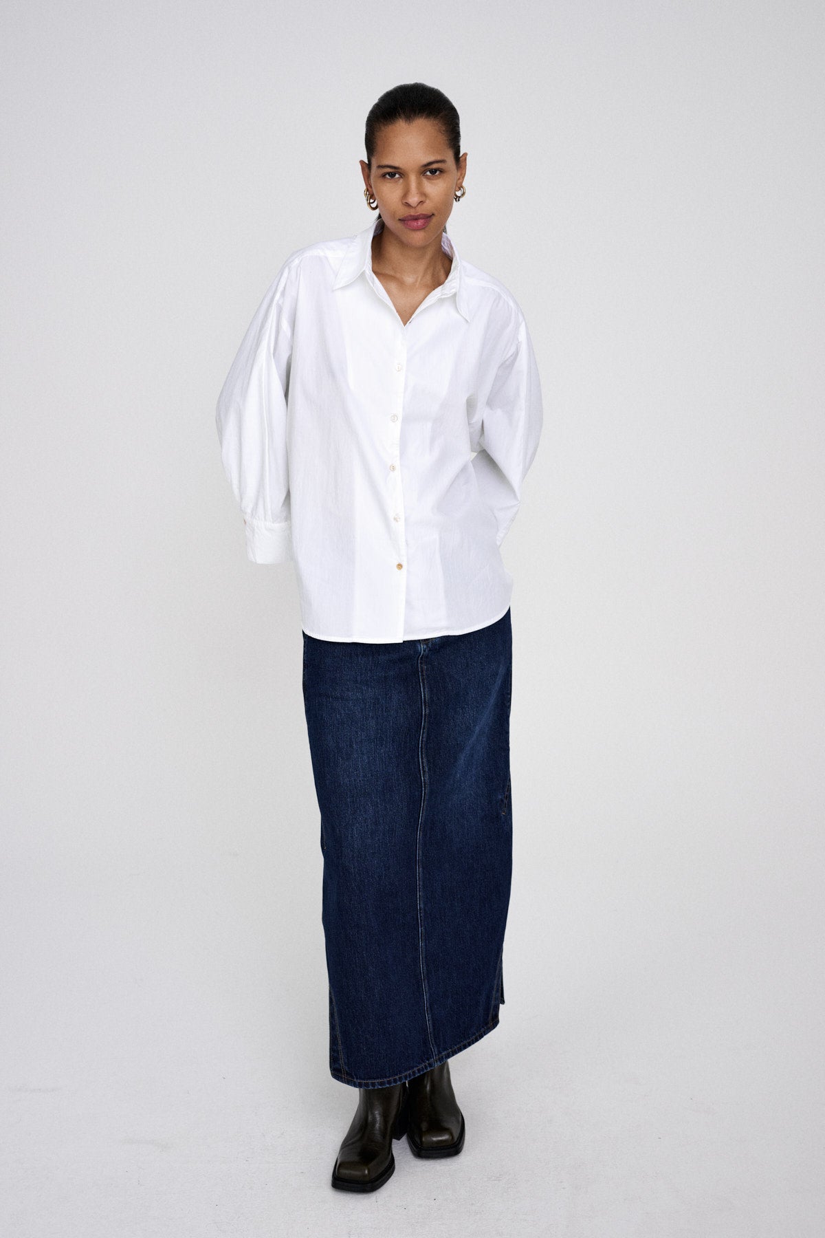Chloe - Poplin full shirt I Pirate black 3 - Rabens Saloner