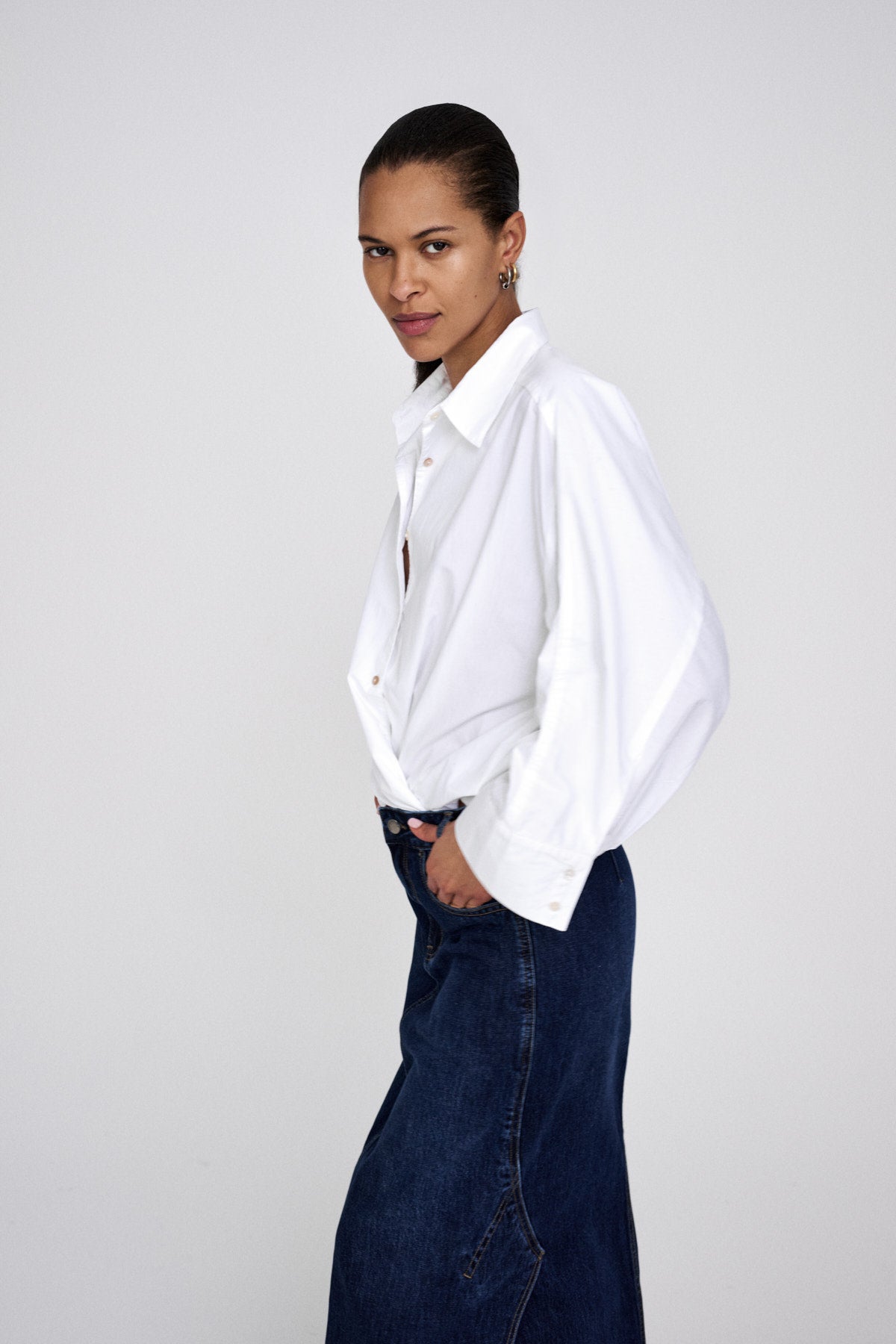 Chloe - Poplin full shirt I Pirate black 5 - Rabens Saloner