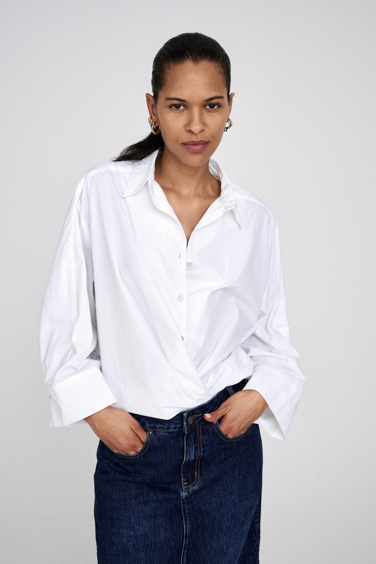Chloe - Poplin full shirt I Pirate black 6 - Rabens Saloner