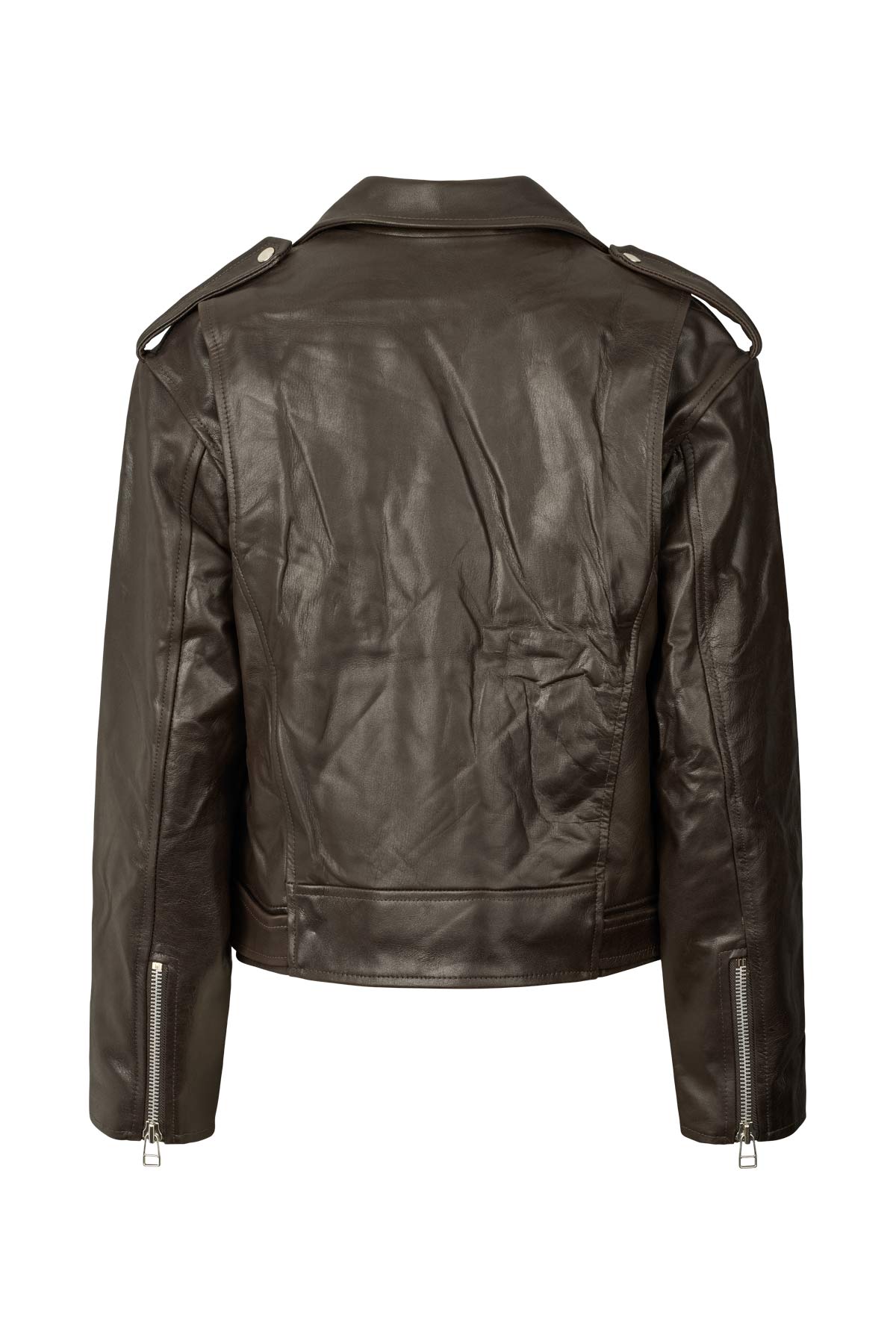 Davine - Leather biker jacket I Coffee 11 - Rabens Saloner