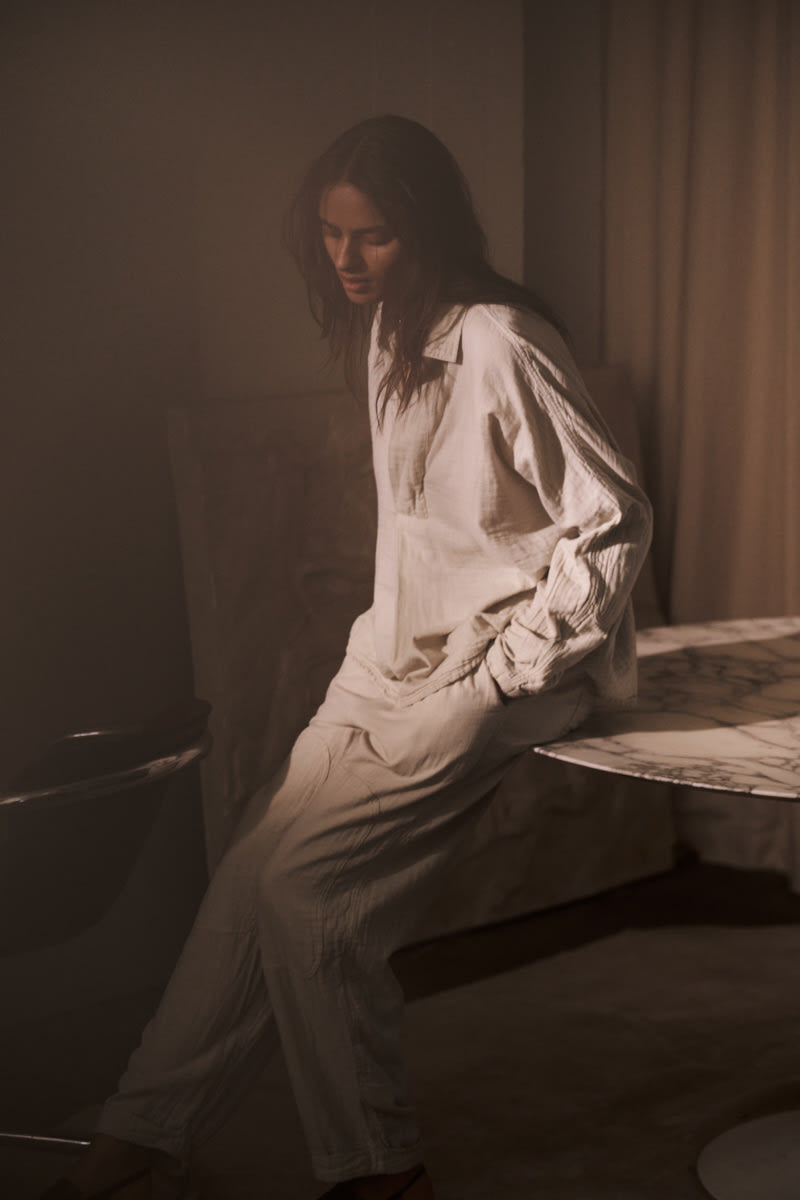 Jojo - Cotton double elbow patch shirt I Light sage 7 - Rabens Saloner