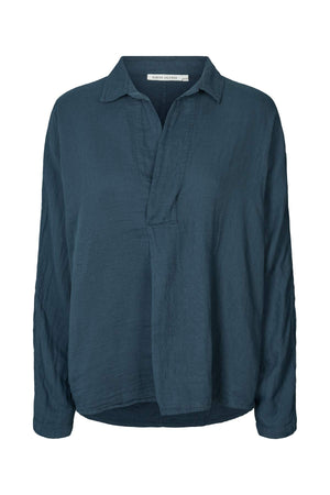 Cotton double elbow patch shirt - Jojo I Navy Navy XS/S 1 - Rabens Saloner