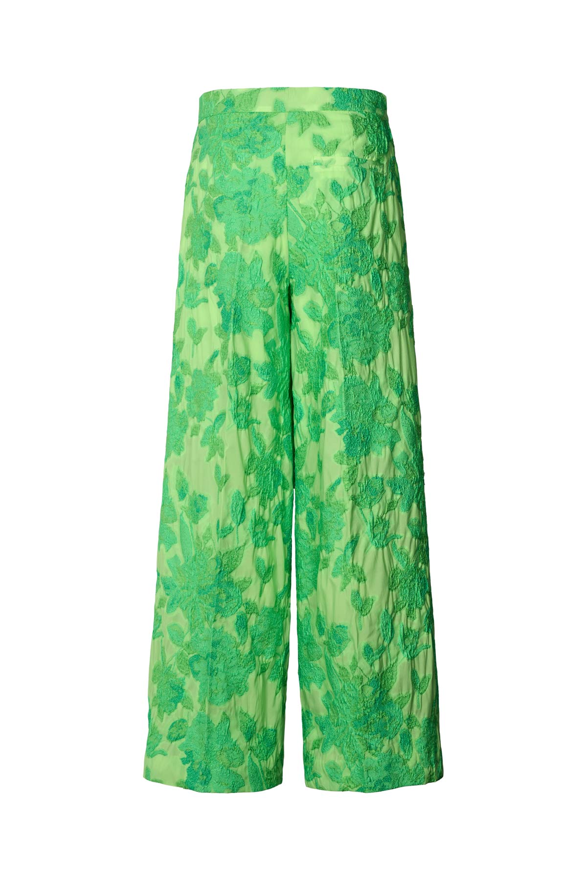 Cass - Clipped jacquard wide leg pants I Viper green 5 - Rabens Saloner