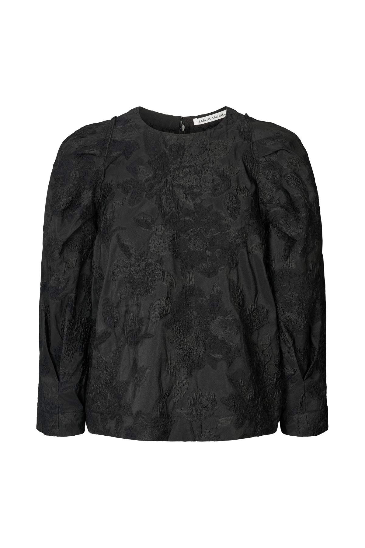 Peyton - Clipped jacquard blouse I Pirate black 1 - Rabens Saloner