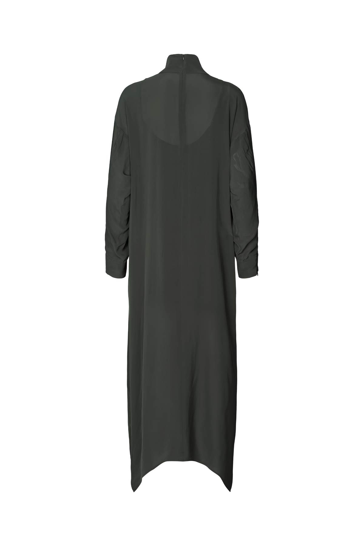 Fabiola - Matte drape zip sleeve dress I Pirate black 2 - Rabens Saloner