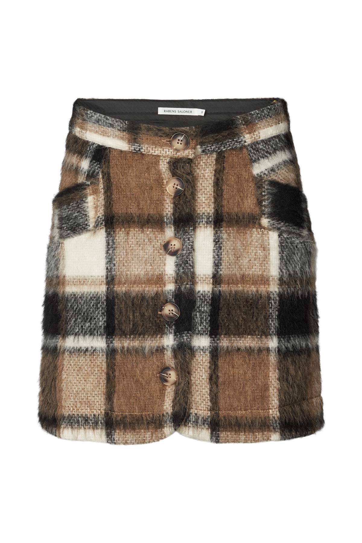 Olympia - Jumbo check short skirt I Brown check Brown check XS 7 - Rabens Saloner
