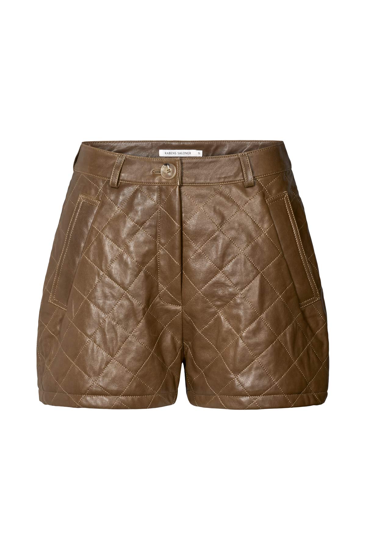 Bet - Quilted leather shorts I Olive Olive XS 9 - Rabens Saloner