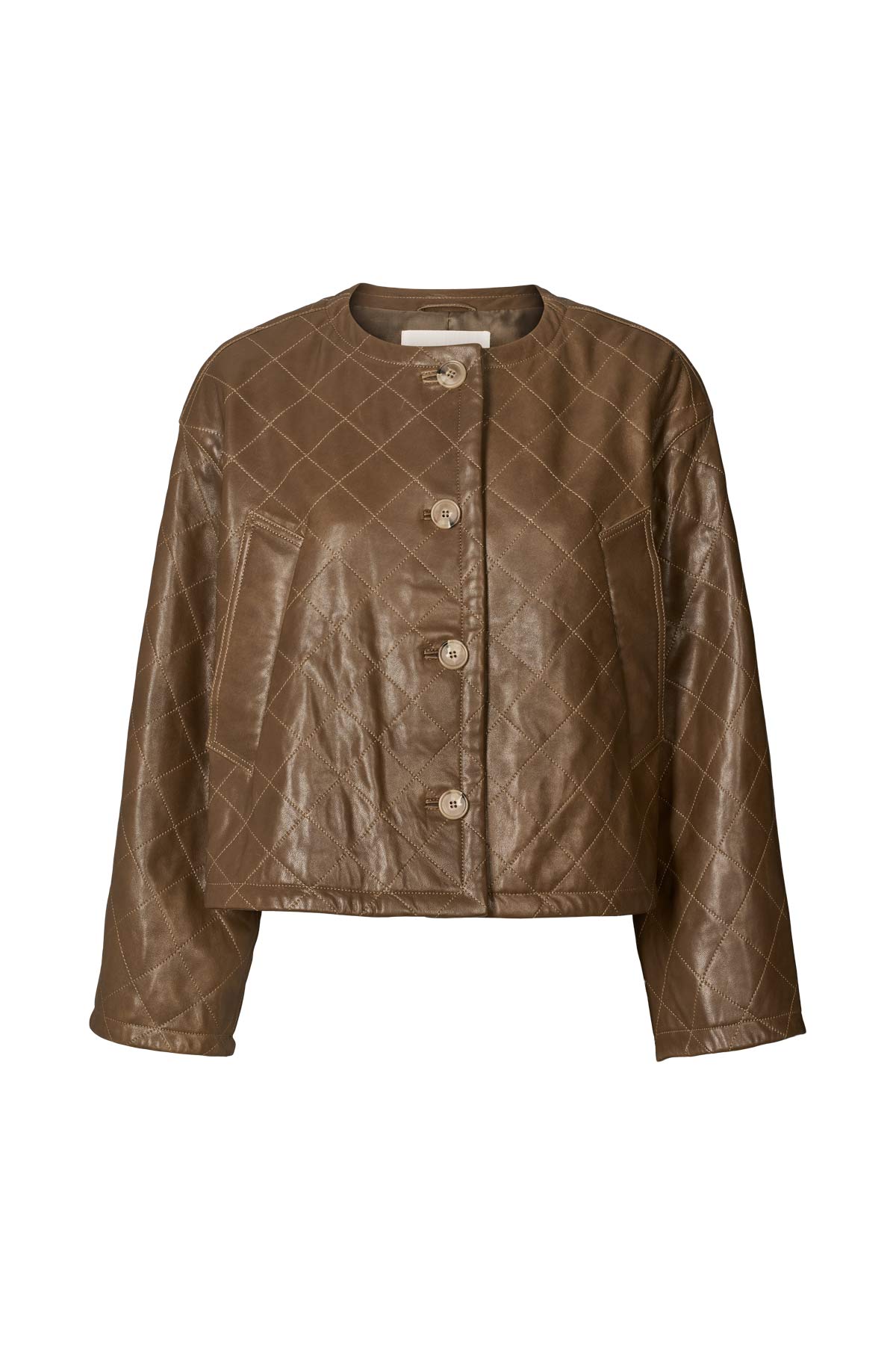 Berra - Quilted leather jacket I Olive Olive XS/S 8 - Rabens Saloner