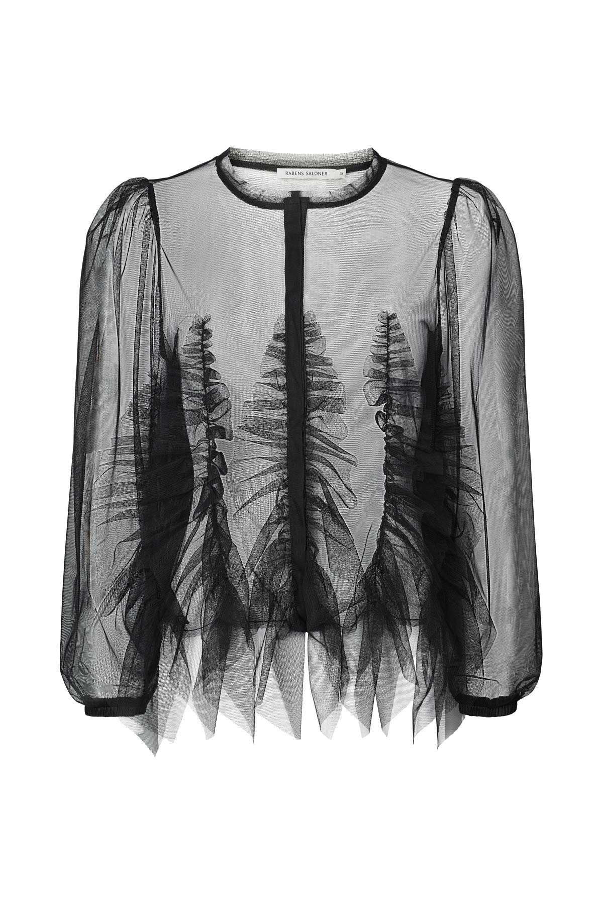 Gida - Frilly tulle shirt I Black Black XS 7 - Rabens Saloner