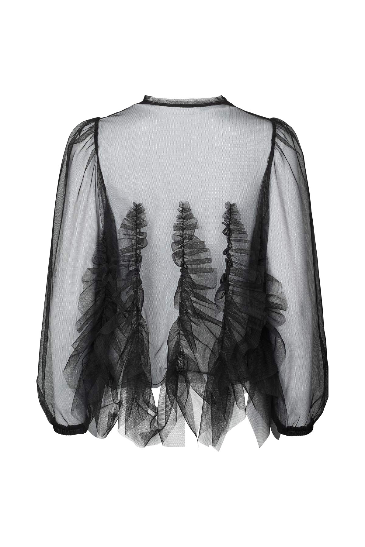 Gida - Frilly tulle shirt I Black 8 - Rabens Saloner