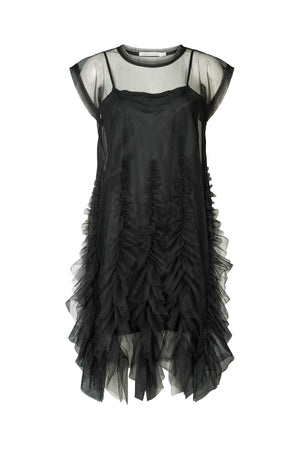 Frilly tulle dress - Ghita I Black Black XS 1 - Rabens Saloner