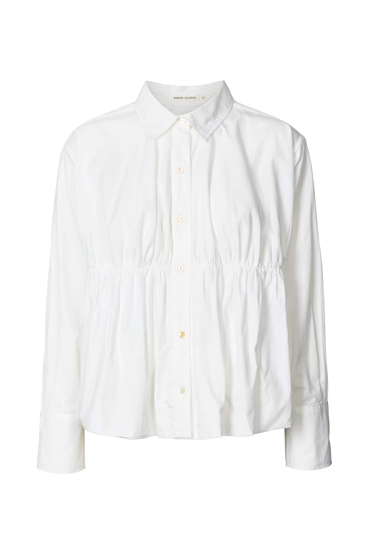 Sophie - Poplin puffed hem shirt I White White XS 6 - Rabens Saloner