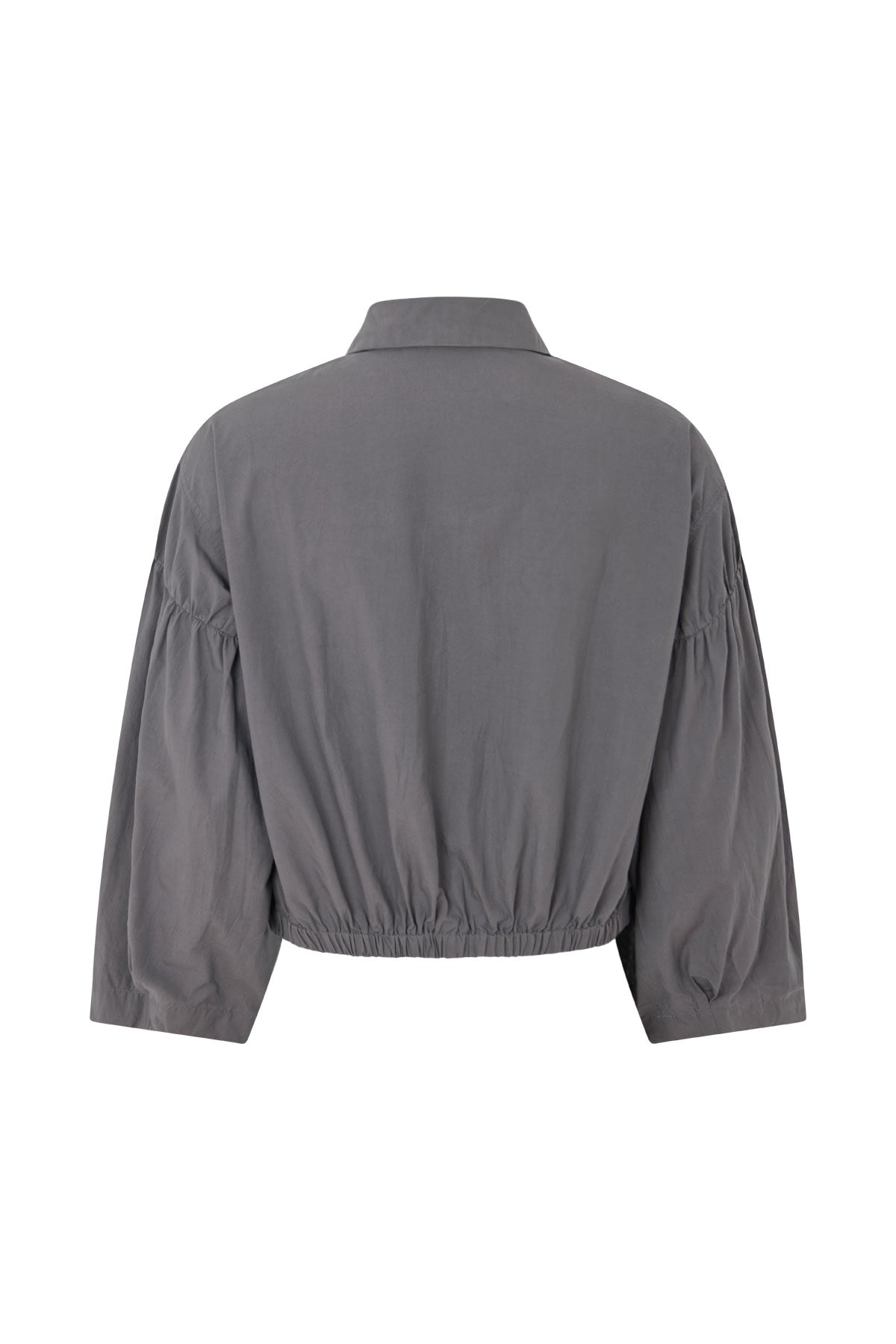 Veda - Poplin shirt box pleat sleeve I Dark grey 2 - Rabens Saloner