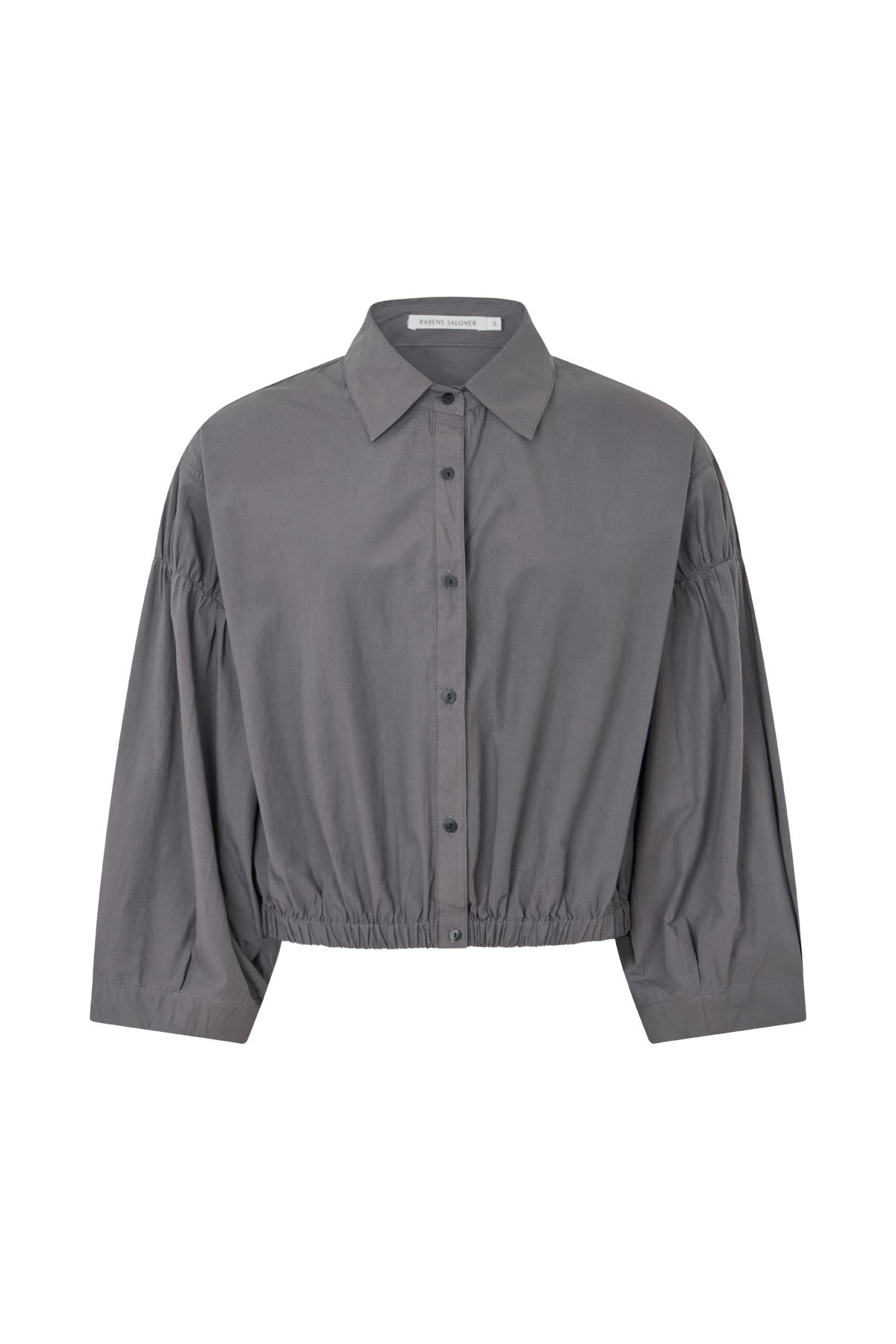 Veda - Poplin shirt box pleat sleeve I Dark grey Dark grey XS 1 - Rabens Saloner