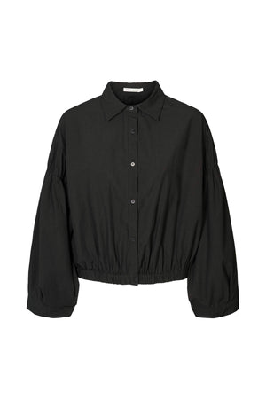Poplin shirt box pleat sleeve - Veda I Black Black XS 1 - Rabens Saloner