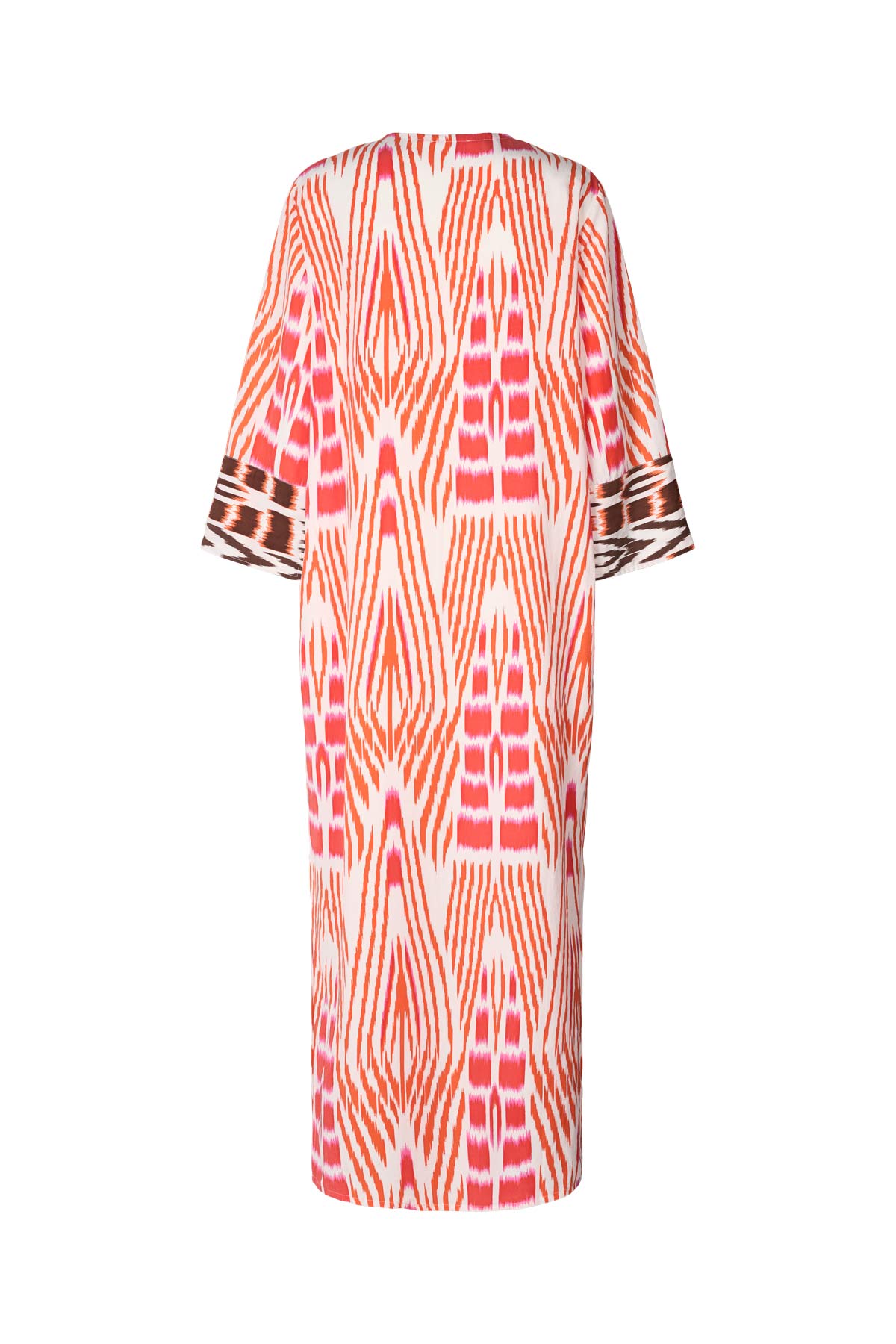 Karimalou - Ikat combo kaftan I Mandarin pink ivory & coffee combo 5 - Rabens Saloner