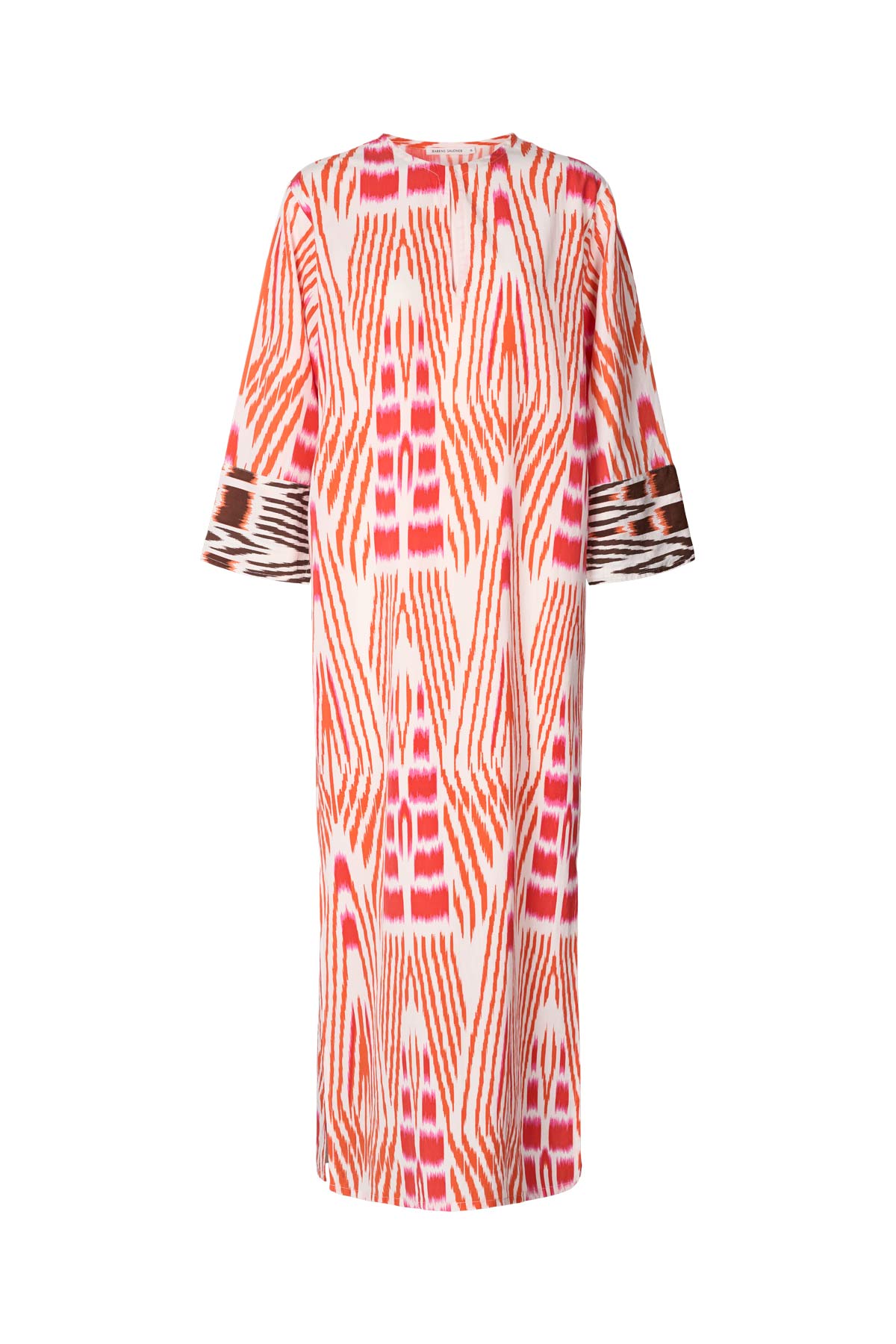 Karimalou - Ikat combo kaftan I Mandarin pink ivory & coffee combo Mandarin pink ivory & coffee combo XS 8 - Rabens Saloner