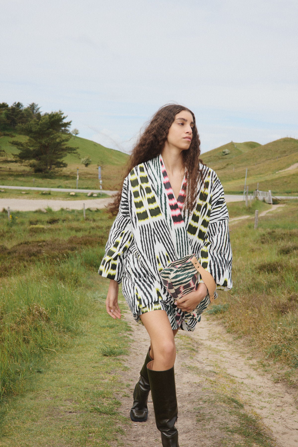 Abba - Ikat combo padded kimono I Forest pink sand & citrus combo 6 - Rabens Saloner