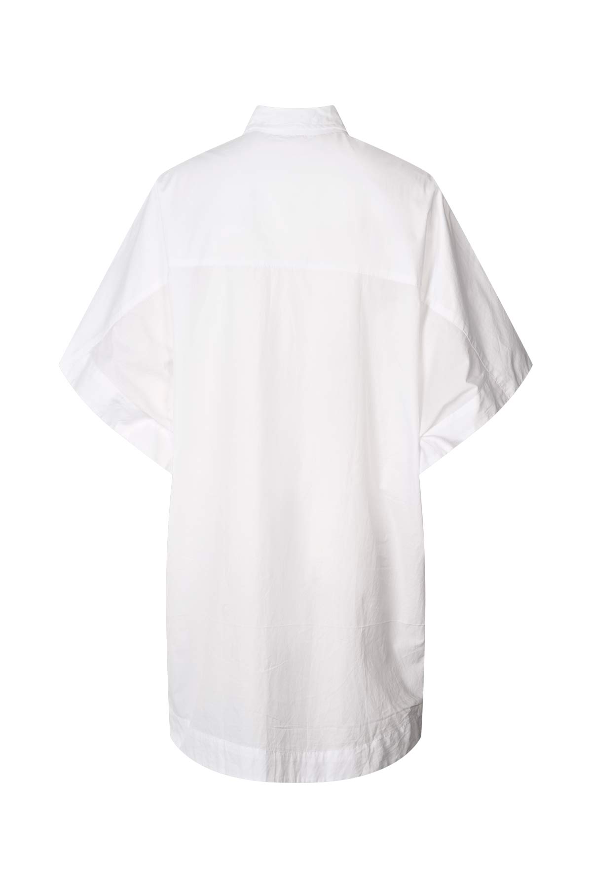 Berta - Poplin curved hem shirt dress I White 2 - Rabens Saloner