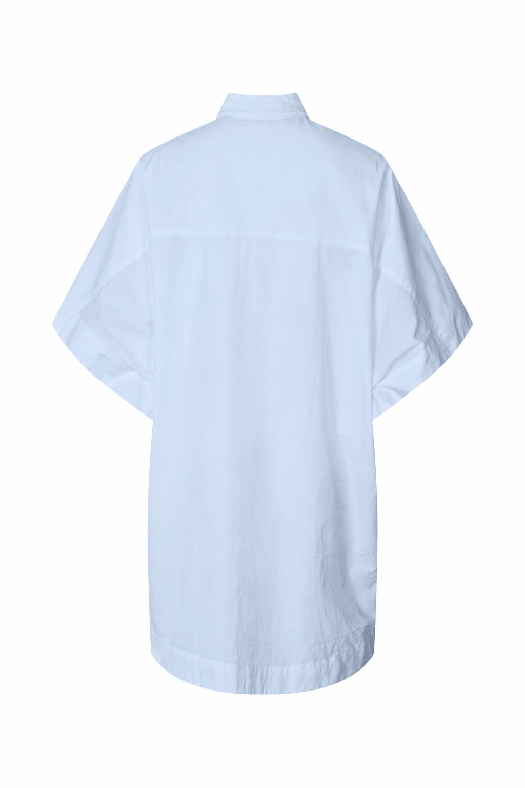 Berta - Poplin curved hem shirt dress I Light blue