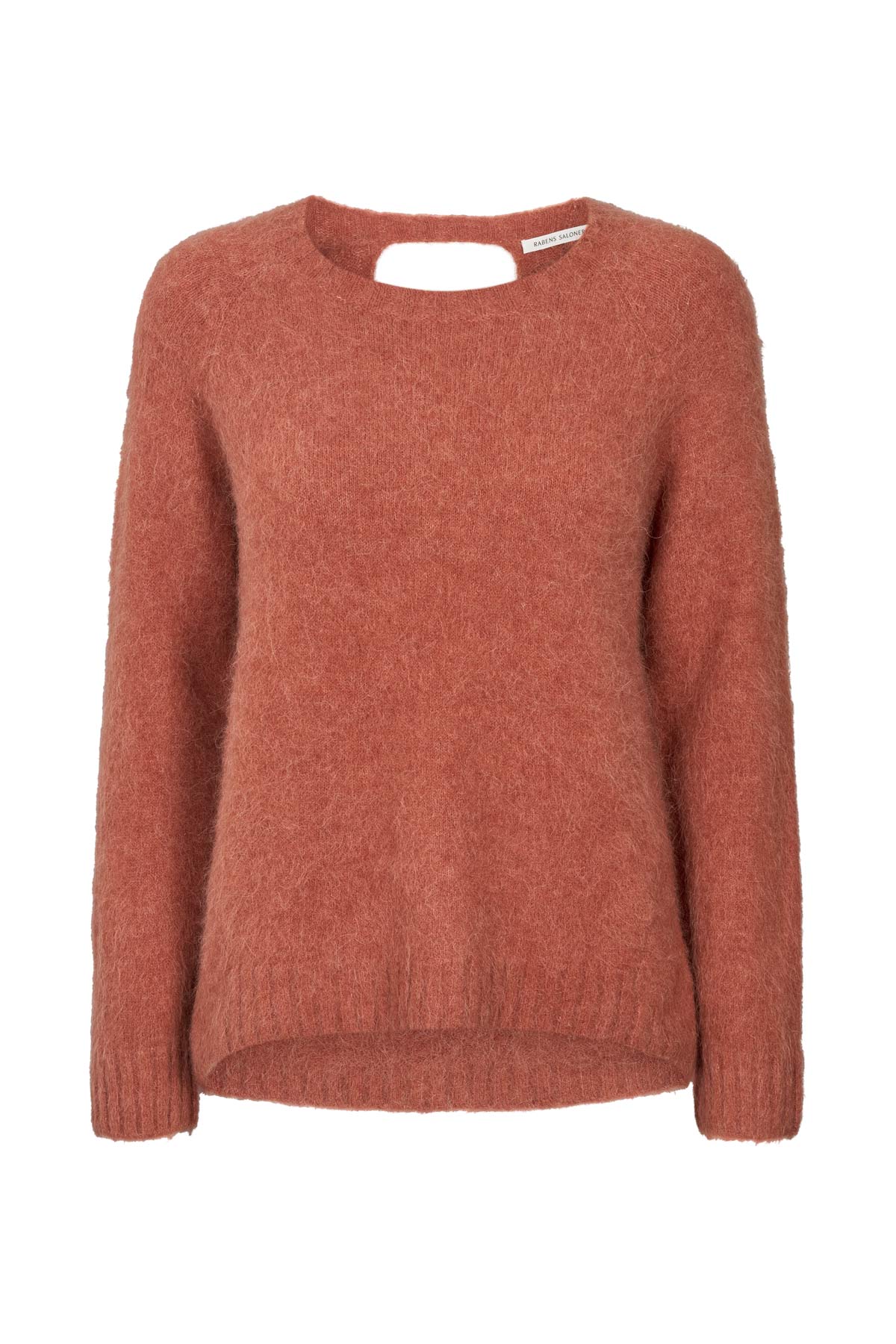 Dinea - Fluffy knit open back sweater I Redwood 3 - Rabens Saloner
