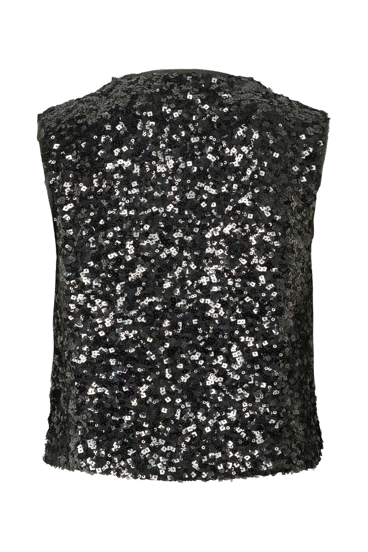 Inesa - Sequin halter top I Black