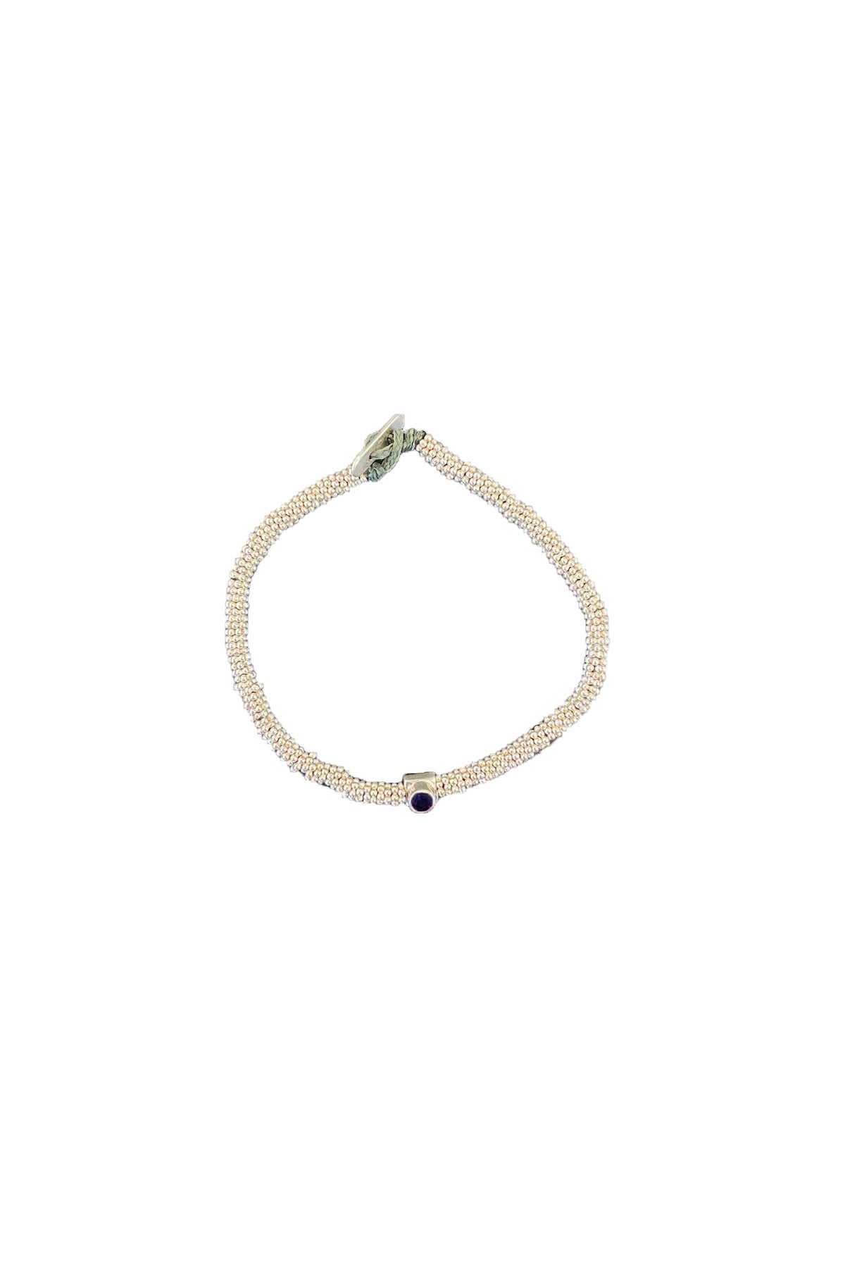 Nafsu - Silver bracelet w/square pendant I Dark stone 7 - Rabens Saloner