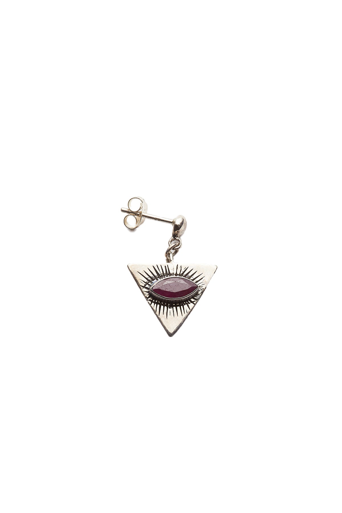 Nafsu - Earstick w/ triangle eye pendant I Ruby Ruby O/S 1 - Rabens Saloner