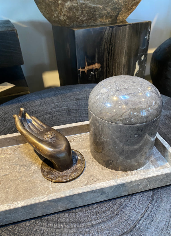 Large marble jar with lid - 13x11 cm I Dark grey    2 - Rabens Saloner