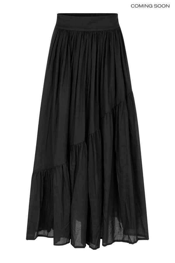 Polonia - Angled gather skirt I Black    1 - Rabens Saloner