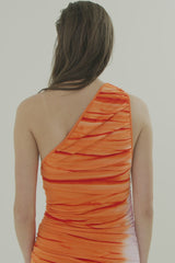 Lua - Tidal one shoulder dress I Orange combo