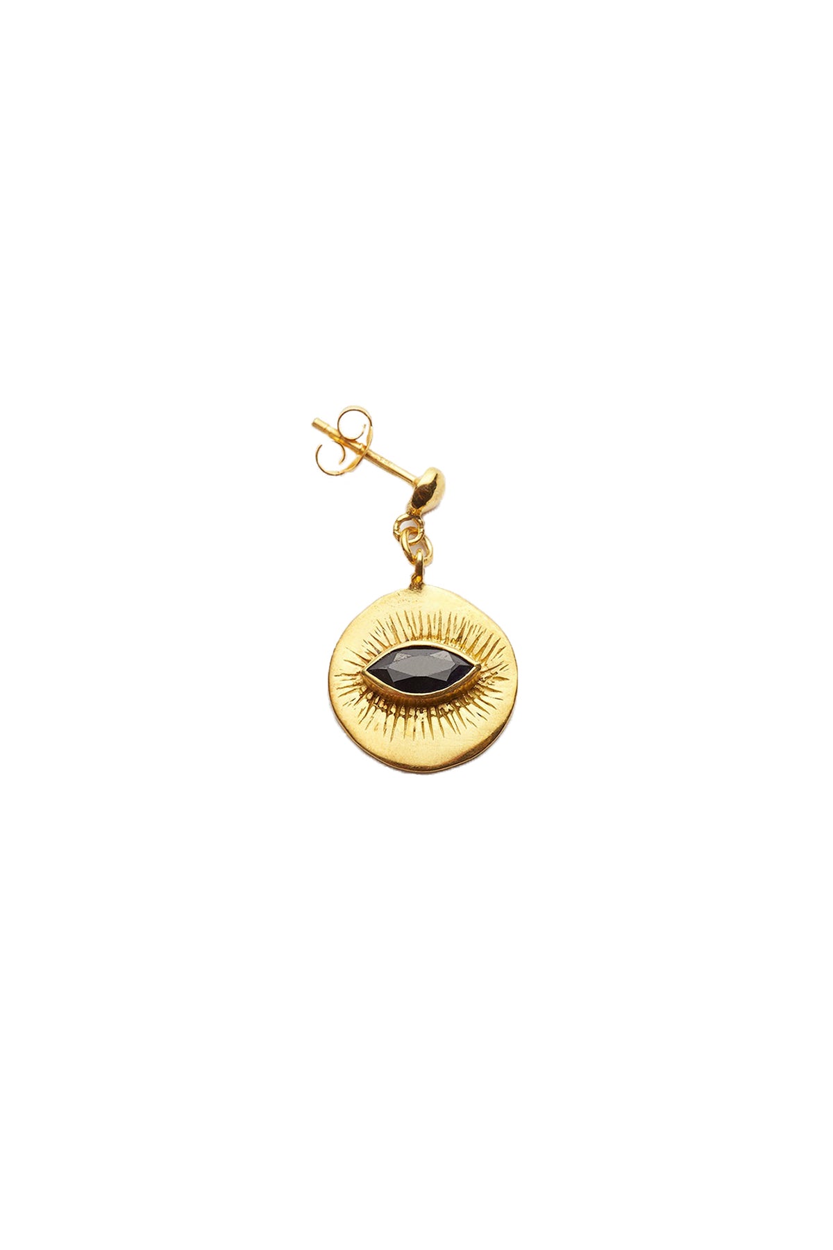 Nafsu - Earstick w/ round eye pendant I Gold plated/ Sapphire Gold plated/ Sapphire O/S 1 - Rabens Saloner