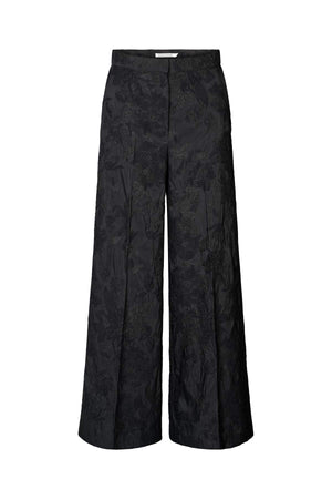 Clipped jacquard wide leg pants - Cass I Pirate black Pirate black XS 1 - Rabens Saloner
