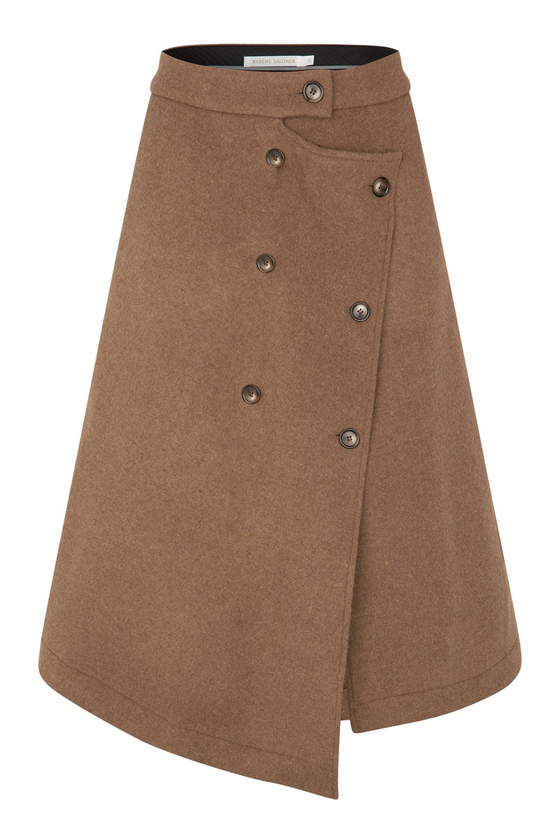 Vidya - Felt touch skirt I Hazelnut Hazelnut XS  6 - Rabens Saloner