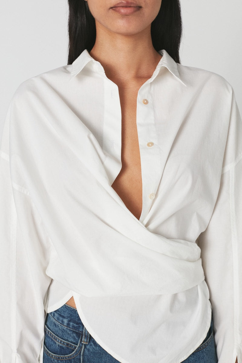 Tanja - Poplin wrap over shirt I White    3 - Rabens Saloner